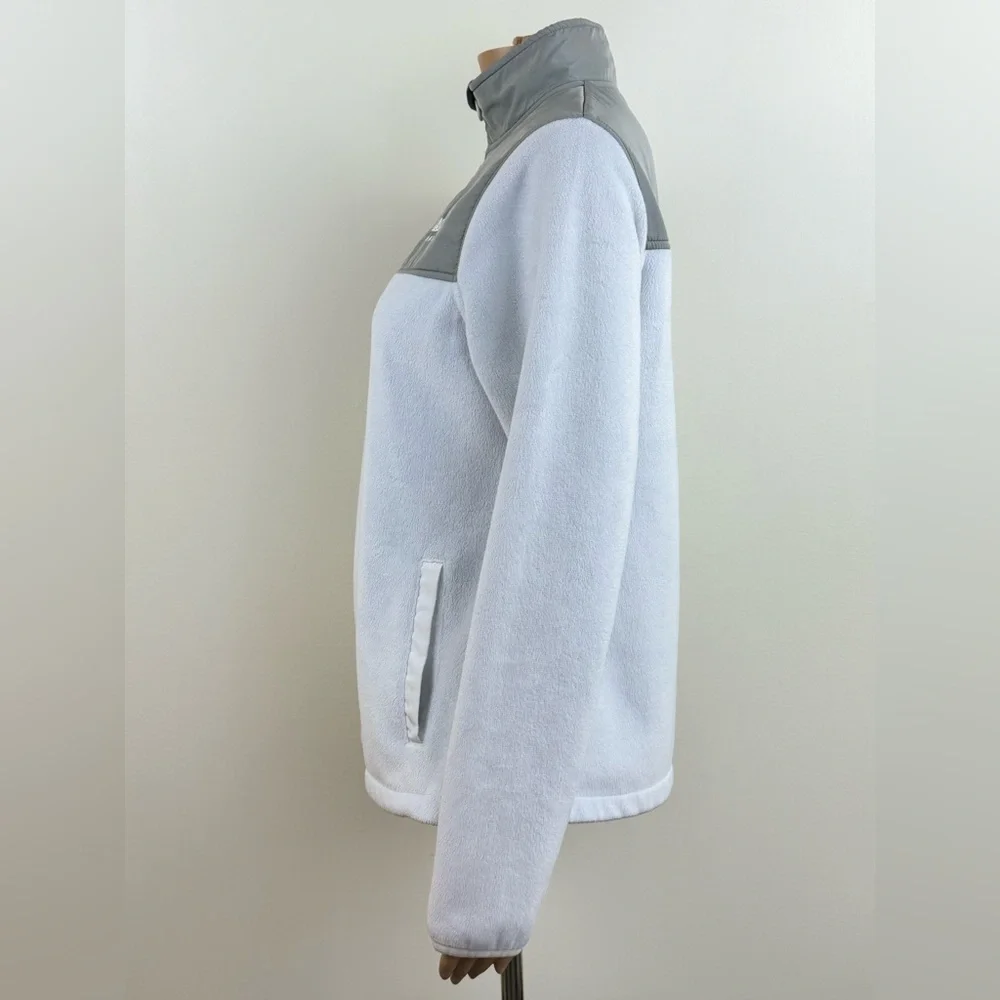 FILA Sport Women's Zip Up Jacket, Mock Neck Soft Fleece, White Gray Size Small - Picture 5 of 13
